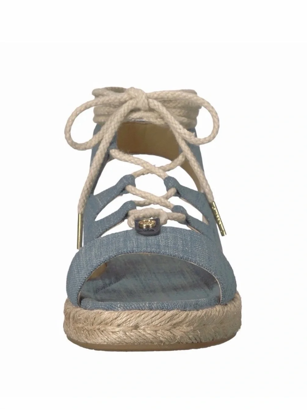 10M MICHAEL KORS MCKENNA DENIM WOMEN'S ESPADRILLE SANDAL FLAT OPEN TOE SHOES